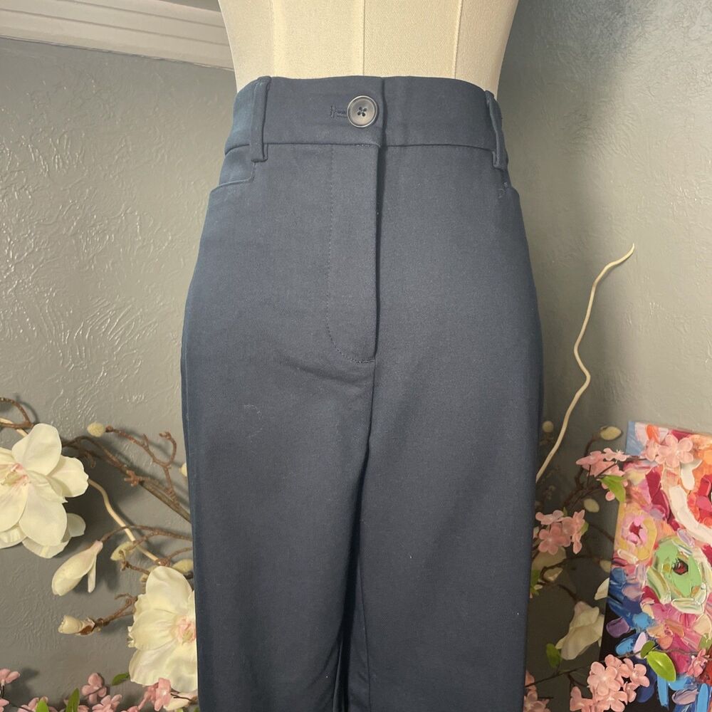 LOFT The Sutton Skinny Pant Women 6 Navy Cotton Blend Stretch Workwear Trouser - Picture 2 of 11